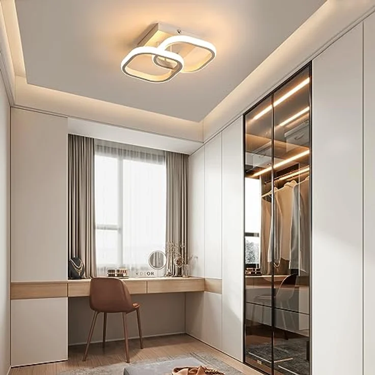 Goeco LED Deckenleuchte Innen Deckenlampen Flur, 22W 28 CM Quadratische Deckenlampe LED Innen 3000K Warmweißes Licht, Kreativ Lampen Deckenbeleuchtung für Schlafzimmer, Wohnzimmer, Küche, Weiß – Bild 8