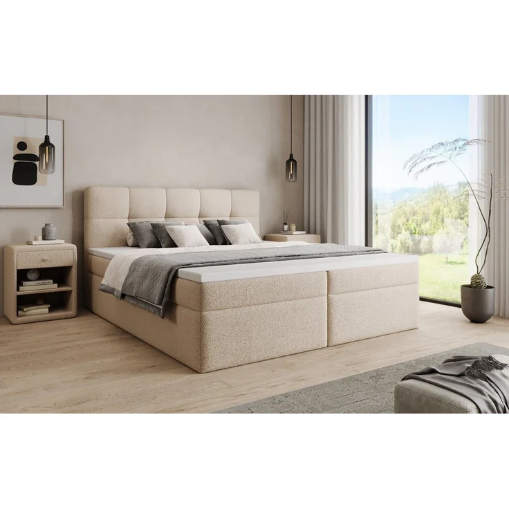 Luxusbetten24 Boxspringbett Cozy II in Teddy Bouclé, mit Stauraum, inklusive Topper – Bild 2