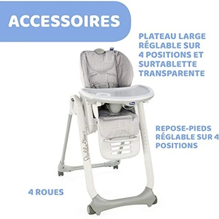 Chicco Hochstuhl Polly 2 Start, Happy Silver - 4 Rollen – Bild 4