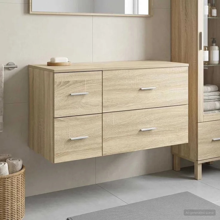 vidaXL Badezimmerschrank-Set 2 stk. Sonoma-Eiche 92,5 x 44,5 x 50 cm 3404018