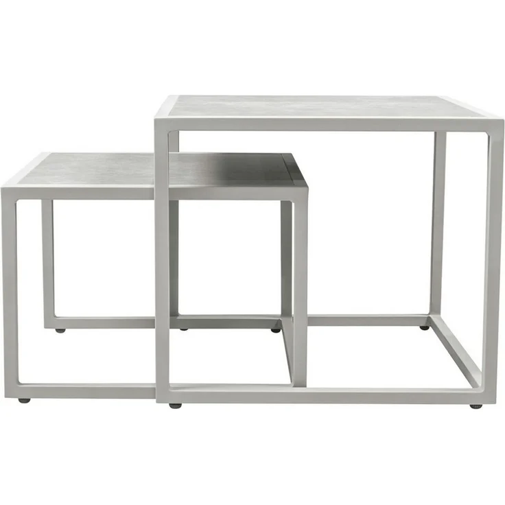 bene living Beistelltisch Dalias 50 x 50 cm - Aluminium (2-St, 2er Set), ineinanderschiebbar, wetterfest und flexibel kombinierbar – Bild 2