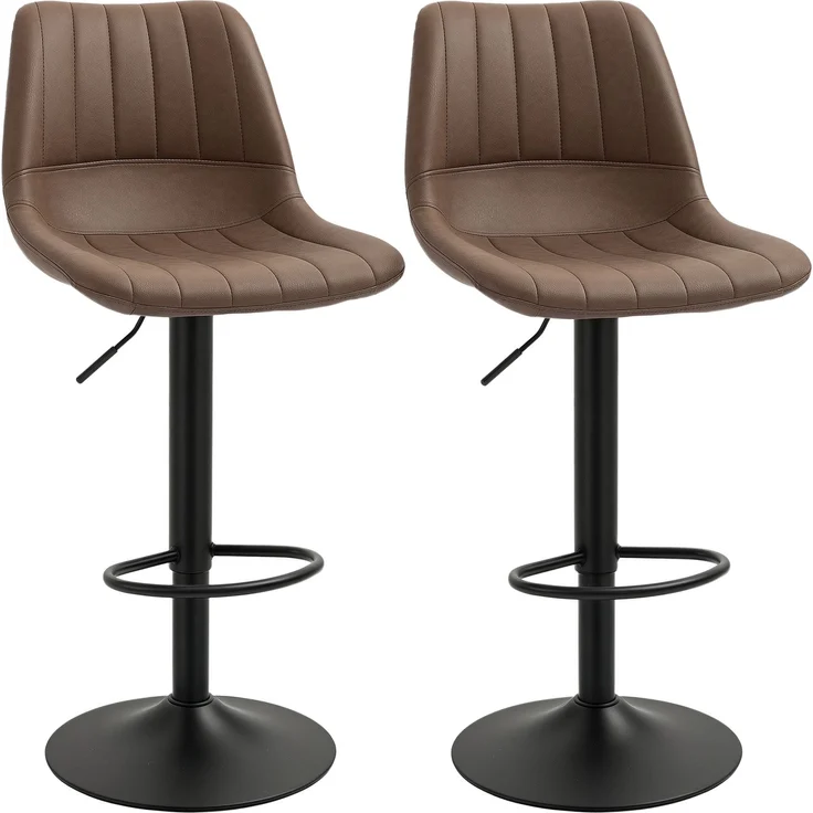 Barhocker 2er-Set im Retrodesign, mit Fußstütze, höhenverstellbar, 43 cm x 49,5 cm x 111 cm--Braun--111x49.5x43cm--YOUDENOVA – Bild 1