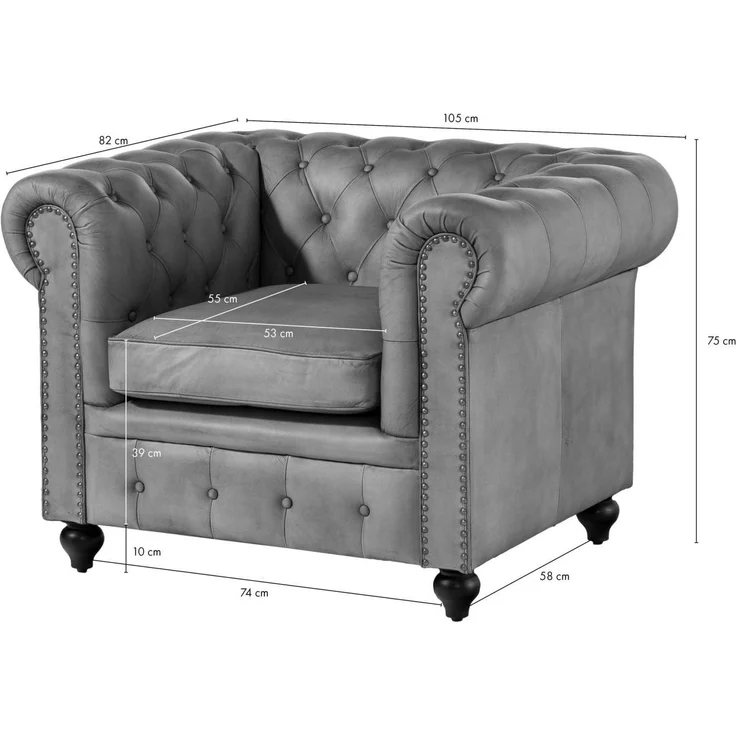 Sessel Echtleder 105x82x75 grün CHESTERFIELD #302 – Bild 8