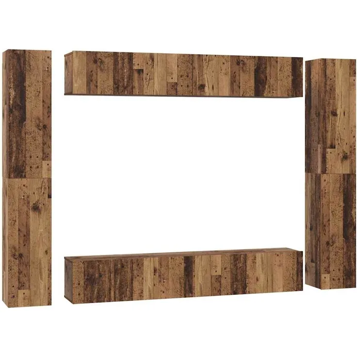 vidaXL TV-Schrankset Wandmontiert 10 pcs Altholz Holzwerkstoff 3393150