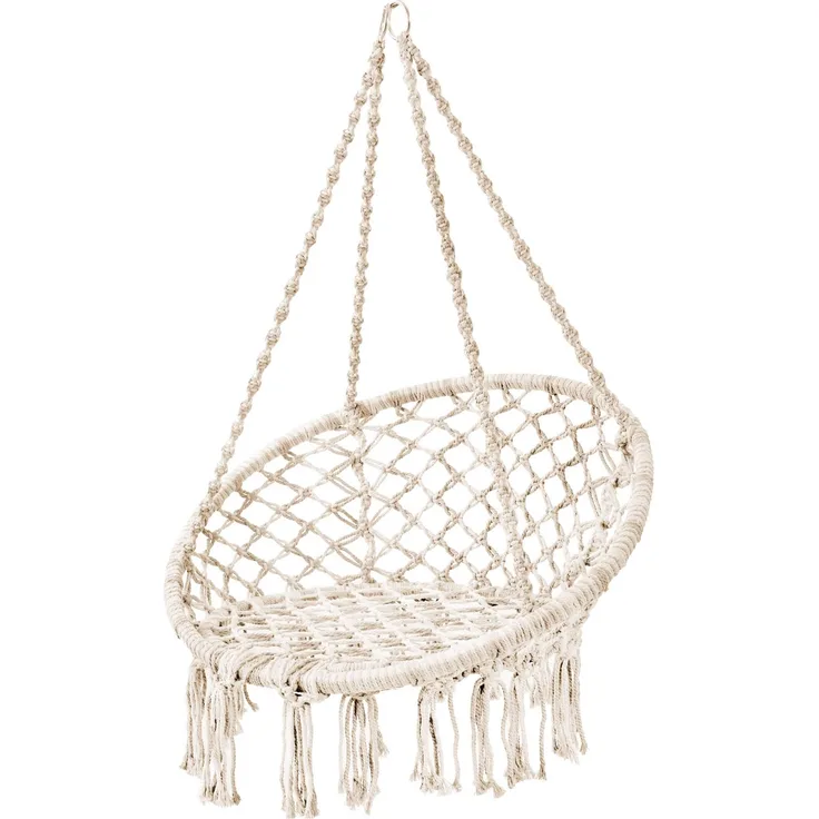 SVITA CARRIE Hängesessel mit Rahmen im Boho-Style für Indoor und Outdoor Beige