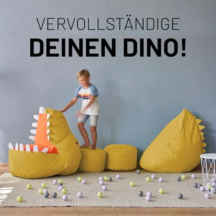 LUMALAND 'Animal Line Dino' Kindersitzsack, indoor & outdoor, Polyester senfgelb, 270 l – Bild 5