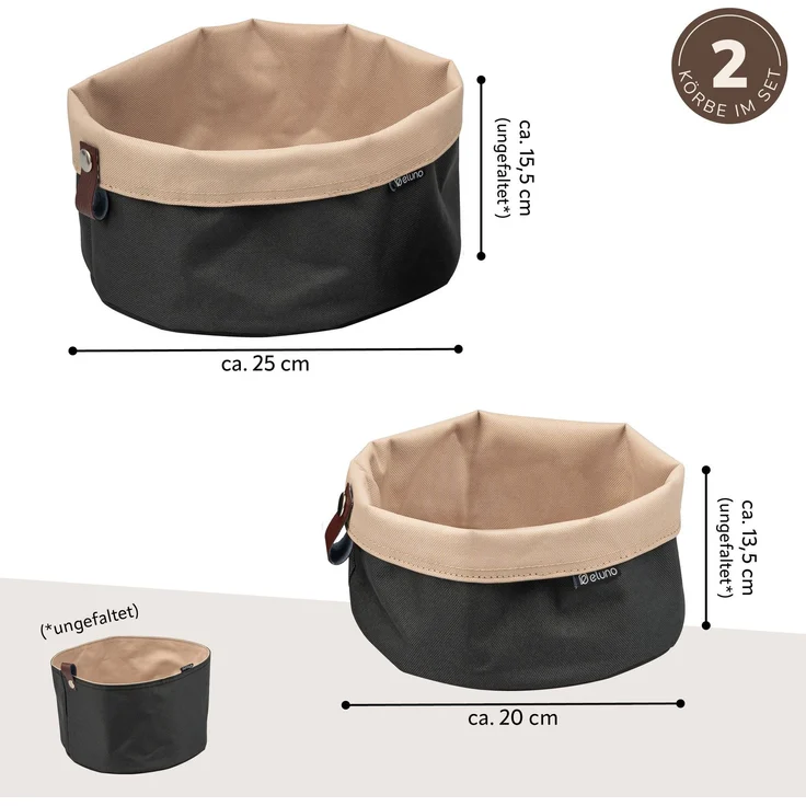eluno Brotkörbe Novara 2er Set rund, Tetron, Anthrazit, ca. 25 x 15,5 x 25 cm (B/H/T) – Bild 7