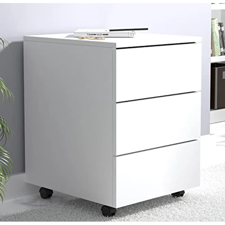 MID.YOU Rollcontainer, Weiß, Holzwerkstoff, 3 Schubladen, erweiterbar, griffloses Öffnen, 39x55x45 cm – Bild 2