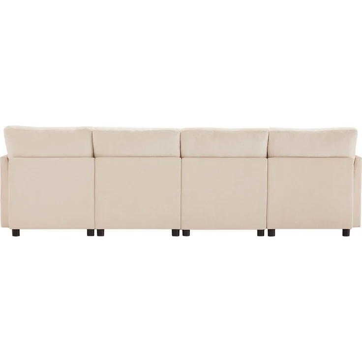 Big-Sofa mit Rückenkissen, Zierkissen und loser Kissen, 6-Sitzer Sofa, L-Form, U‑Form, Chenille Bezug – Bild 7