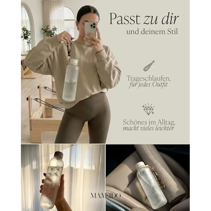 MAMEIDO Trinkflasche, auslaufsicher mit Zeitmarkierung und Handschlaufe in 1000 ml & 1500 ml – Bild 6