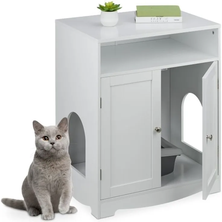 Weißer Katzenschrank für Katzenklo