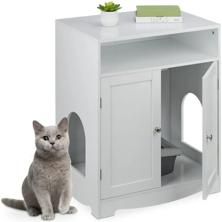 Weißer Katzenschrank für Katzenklo – Bild 1