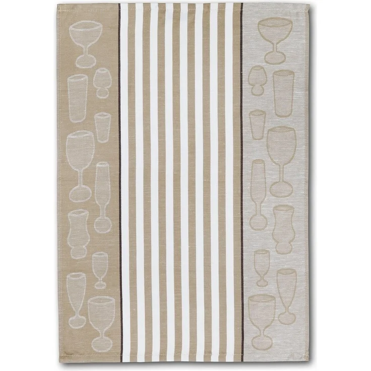 Dyckhoff Geschirrtuch Gläser / Halbleinen, (Set, 5-tlg), mit Gläser & Streifen Motiv, Maße je Tuch ca. 50x70 cm – Bild 2