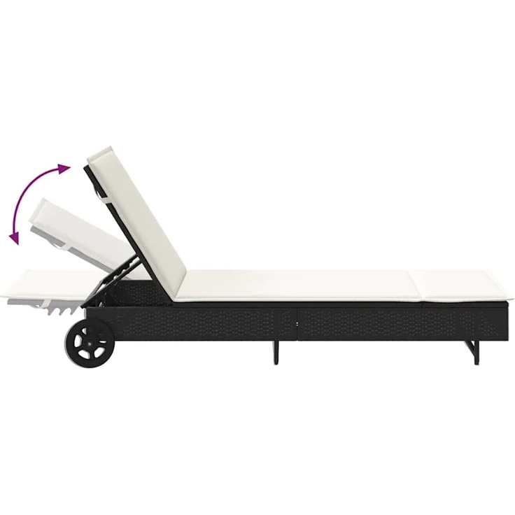 vidaXL Sonnenliege mit Rollen und Auflage Schwarz Poly Rattan 4104033 – Bild 8