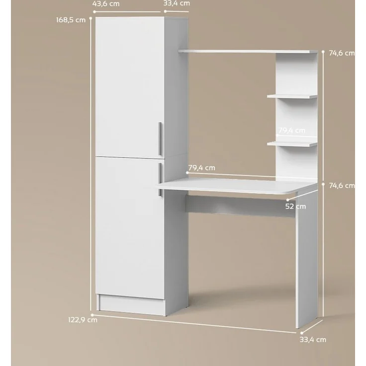 Livinity® Schreibtisch Rina, Weiß, 122.9 x 168 cm (1-St) – Bild 2