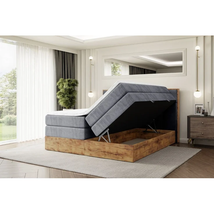 ALTDECOR Boxspringbett LOLLI7 KING (Multipocket-Matratze H4, H3 Matratze Bonellfederung, Topper, Kopfteil) – Bild 3