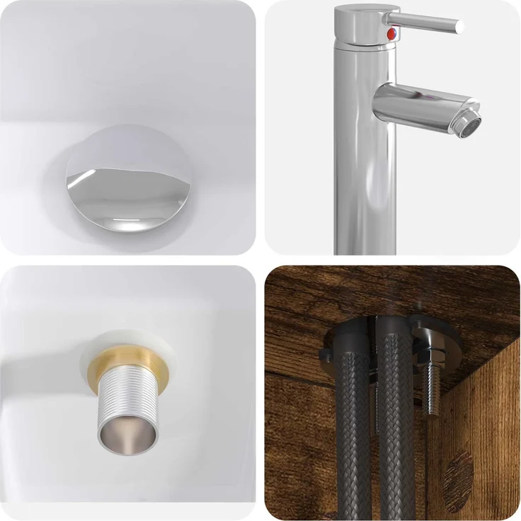 vidaXL Wandmontiertes Badezimmermöbel-Set 2 stk. Geräucherte Eiche 3403980 – Bild 7