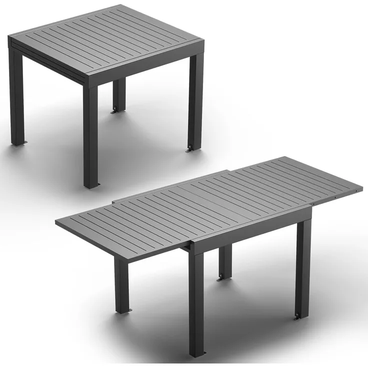 JUMMICO Gartentisch Ausziehbar aus Aluminium, Wetterfester & Kratzfester Tisch mit Sicherheitsauszug, Leichter Esstisch für Balkon, Terrasse und Garten