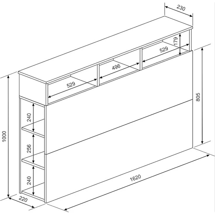 Vente-unique - NASTIA Bettkopfteil und Bettbrücke Holz, Platte Weiß - B 23 cm x H 100 cm x L 162 cm – Bild 5