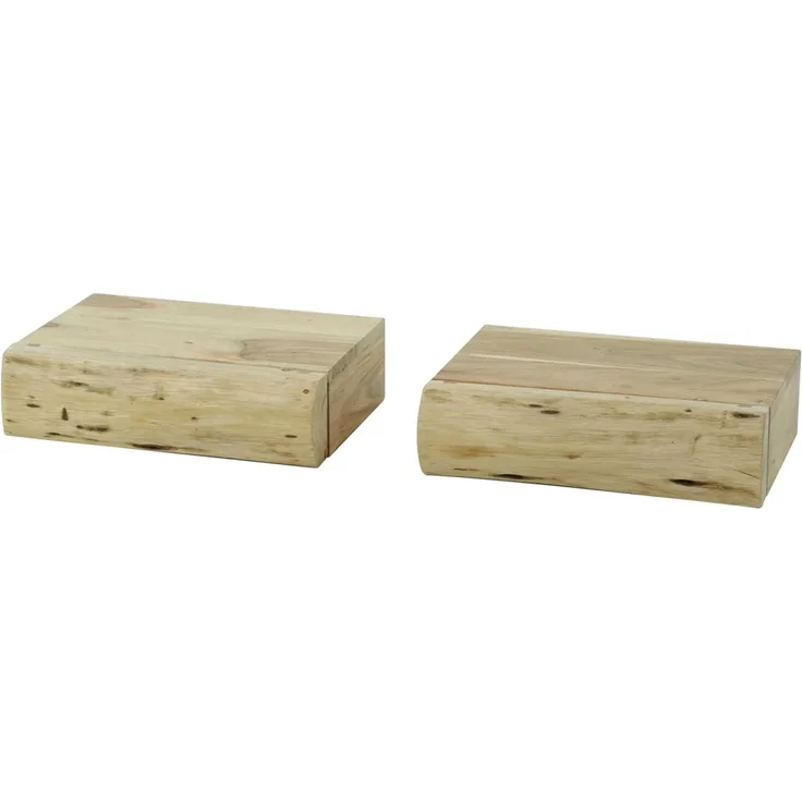 Nachttisch Trinibula aus massiver Akazie, modern, 1 Schublade, natur, 2er-Set, 30 cm