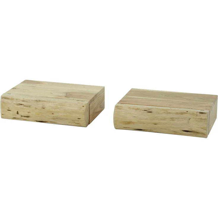 Nachttisch Trinibula aus massiver Akazie, modern, 1 Schublade, natur, 2er-Set, 30 cm – Bild 1