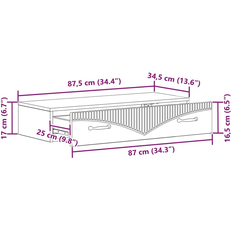 vidaXL Wandmontierter Beistelltisch Geräucherte Eiche Holzwerkstoff 899010 – Bild 9