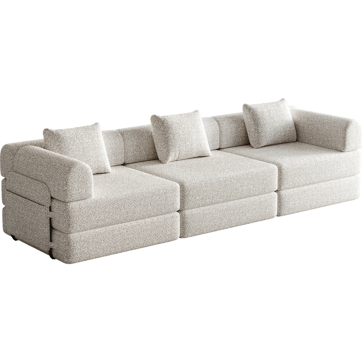 Schlafsofa aus Chenille, 2-in-1 mit Armlehnen-Ablagefach, 274x91,4x69,8 cm, Khaki – Bild 5