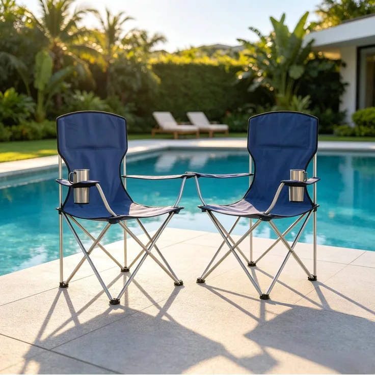 Campingstuhl 88 x 57 x 97 cm im 2er-Set, klappbar mit Getränkehalter und Transporttaschen