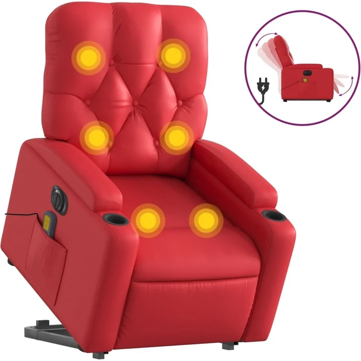 vidaXL Massagesessel mit Aufstehhilfe Elektrisch Rot Kunstleder 3204798 – Bild 1