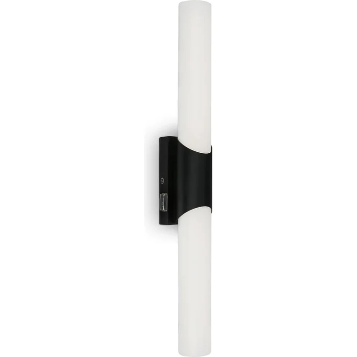 Briloner Leuchten Wandleuchte 2111-115, LED fest integriert, 2700K - Extra-Warmweiß, schwarz, Badleuchte, inkl. Schalter, neutralweiß, IP44, 47cm