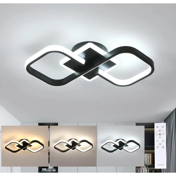 Comely LED Deckenleuchte Dimmbar, 40W 4500LM Schwarz LED Deckenlampe mit Fernbedienung 3000K-6500K, Deckenbeleuchtung Modern für Wohnzimmer, Schlafzimmer, Cafeteria