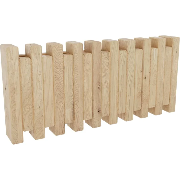 Linea Natura 'STUDIO LINE' Wandgarderobe, Massivholz eiche, 38 x 17 x 5.1 cm, 9 Haken