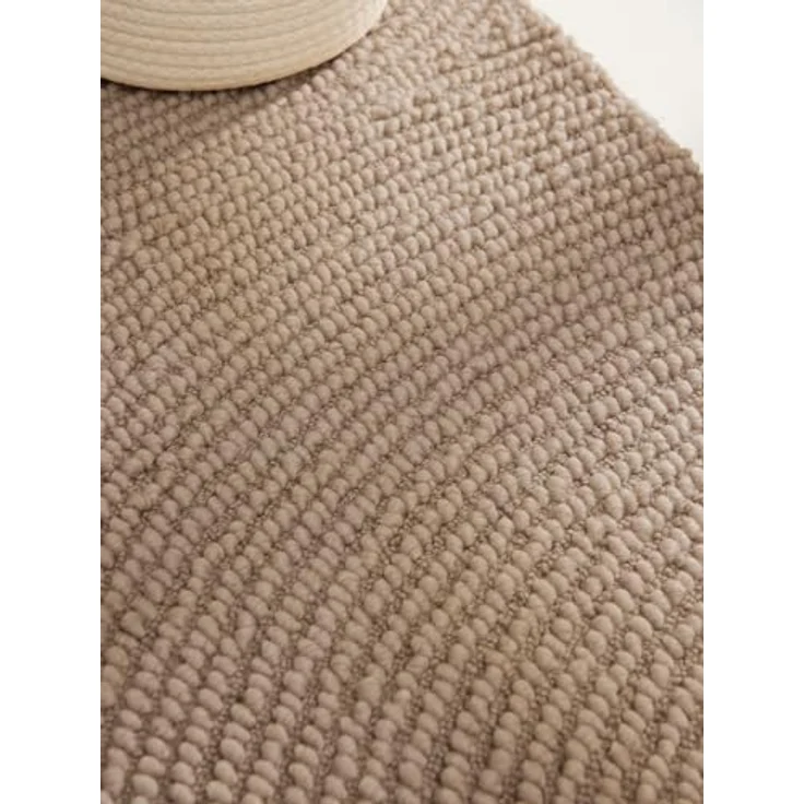 XXXL Wollteppich Eleni, Rund, Beige, Struktur, ca. 200 cm Durchmesser, pflegeleicht, für Fußbodenheizung geeignet, handgetuftet aus 100% Wolle – Bild 8