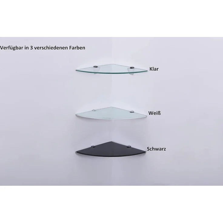 HOOZ Wandregal Eckregal aus Sicherheitsglas mit Halterung - Klarglas 35 x 35 x 0,6 cm, 1-tlg, mit geschliffenen Kanten – Bild 6