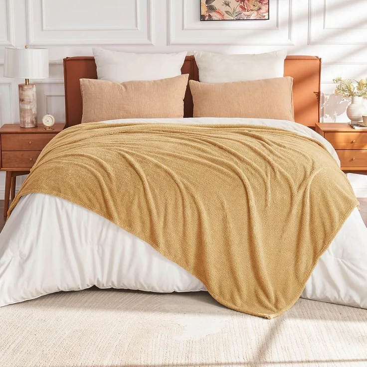 Kuscheldecke Sherpa Fleecedecke Wolldecke Sofa 18-beige 200 x 230cm – Bild 8