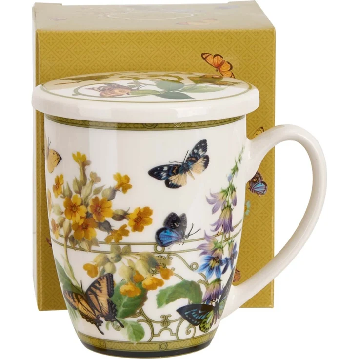 DUO Becher FLORAL RHAPSODY, 360 ml, mit Teesieb und Deckel, New Bone China Porzellan – Bild 2