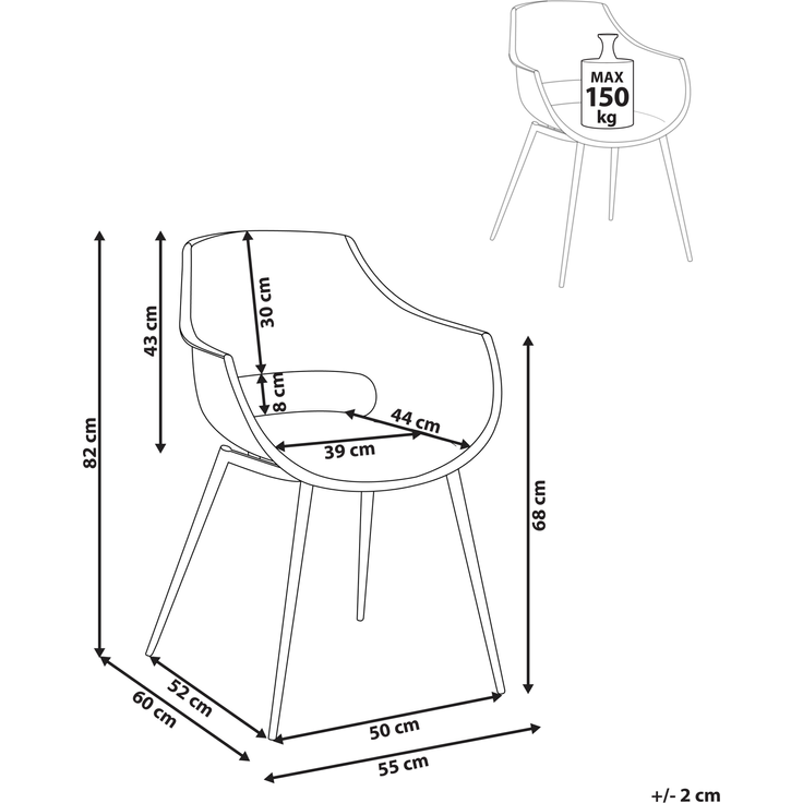 Esszimmerstuhl 4er Set MILLERS Schwarz – Bild 2