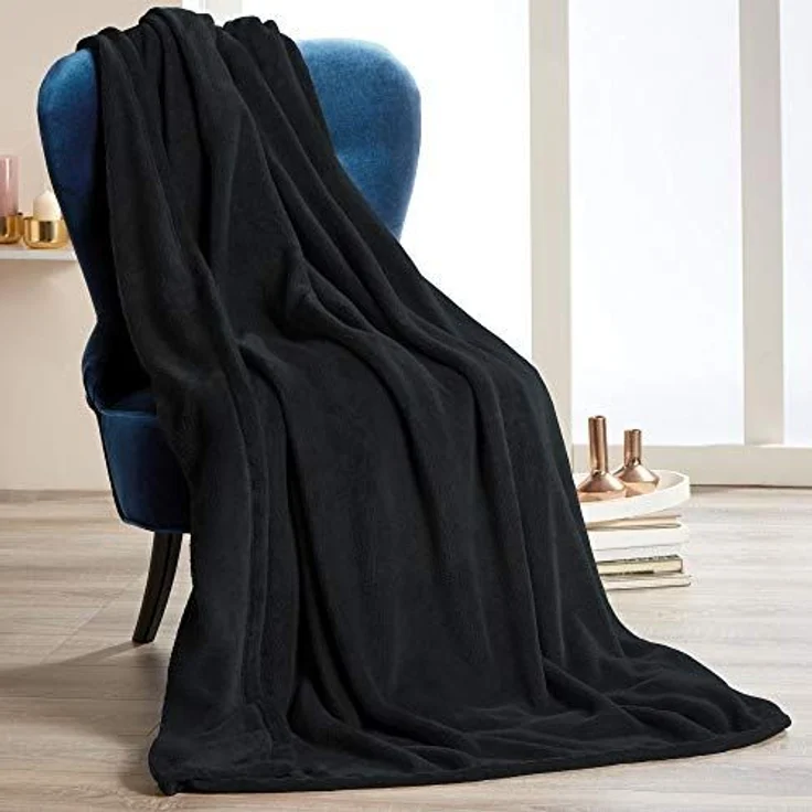 Wohndecke Quebec Kuscheldecke Tagesdecke Fleece weich 150x200cm schwarz, CelinaTex, allergikergeeignet,bügelfrei,flauschig,kuschelweich,mollig warm – Bild 2