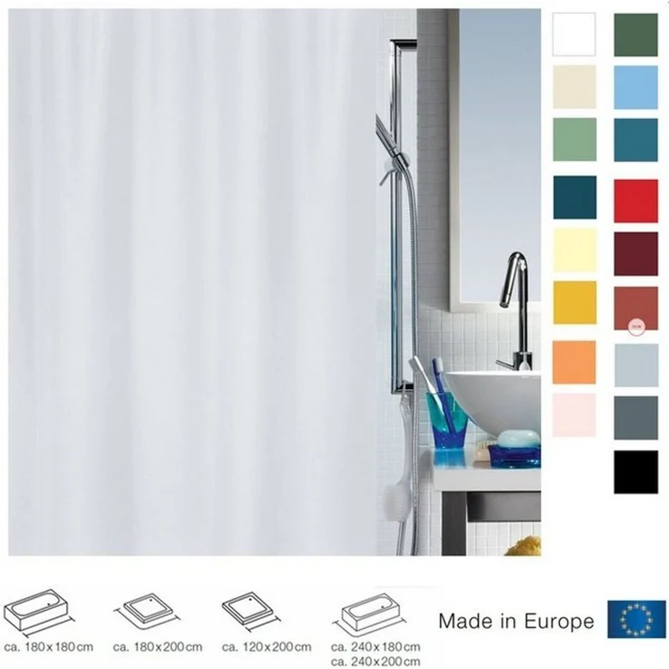 spirella Duschvorhang PRIMO Breite 180 cm, Anti-Schimmel Textil-Duschvorhang, Polyester, 180x180 cm, waschbar – Bild 3