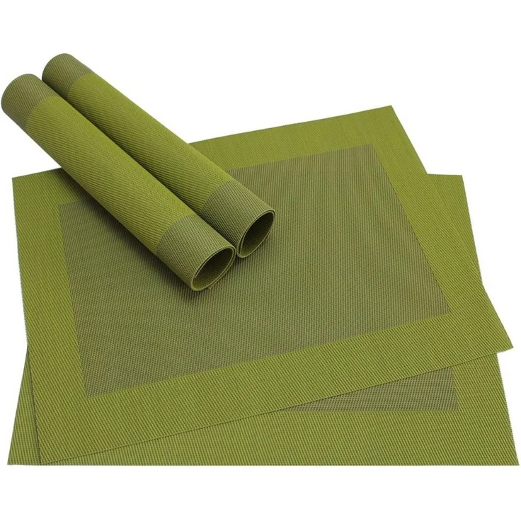 matches21 HOME & HOBBY Platzset Tischset BORDA 4er Olivgrün Tischunterlage als Tischdeko, (4-St), modernes Esstisch Platzdeckchen als abwaschbarer Tischuntersetzer – Bild 4