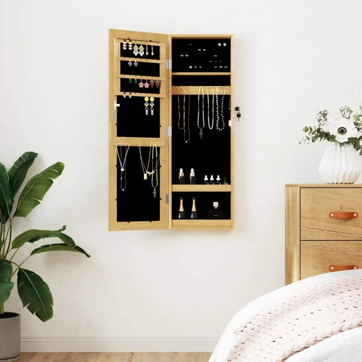 Schmuckschrank, Spiegelschrank mit Spiegel Wandmontage 30x8,5x90 cm