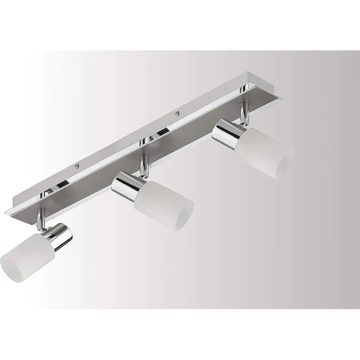 TRANGO LED Deckenleuchte, 3-flammig 2007-38 LED Deckenleuchte Chrom-Optik & Aluminium gebürstet Serie GRACE inkl. 3x G9 LED Leuchtmittel 3.000K warmweiße Lichtfarbe Badleuchte, Flurleuchte, Küchenleuchte, Schwenkbare LED Deckenlampe, Kronleuchter