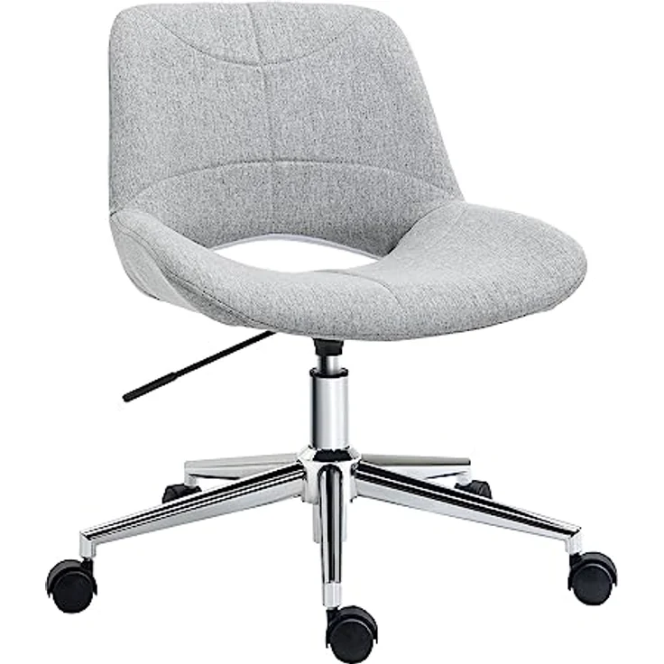 HOMCOM Bürostuhl, Hellgrau, Drehstuhl mit ergonomischer Polsterung und höhenverstellbarer Sitzhöhe 42-51,5 cm, 360° drehbar – Bild 1