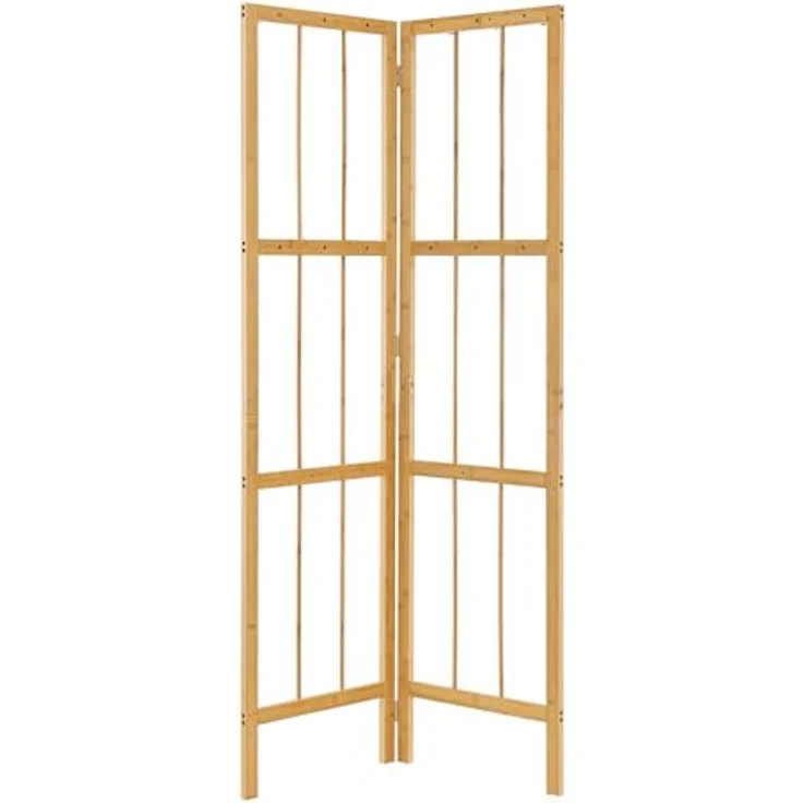 en.casa Eckgarderobe, klappbar aus Bambus, 12 Kleiderhaken, Platzsparend, Natur, 92x165.5x8 cm – Bild 6