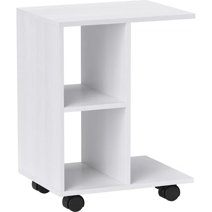 Beistelltisch in C-Form, Couchtisch mit Rollen, Kaffeetisch, Tragbarer Sofatisch, für kleine Bereiche, 45 x 35 x 58 cm, Weiß--Weiß--45x35x58cm--YOUDENOVA