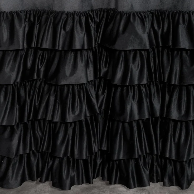 Vorhang DANI mit Rüsche Velours Samtvorhänge schwarz 140x270 cm Kräuselband – Bild 6