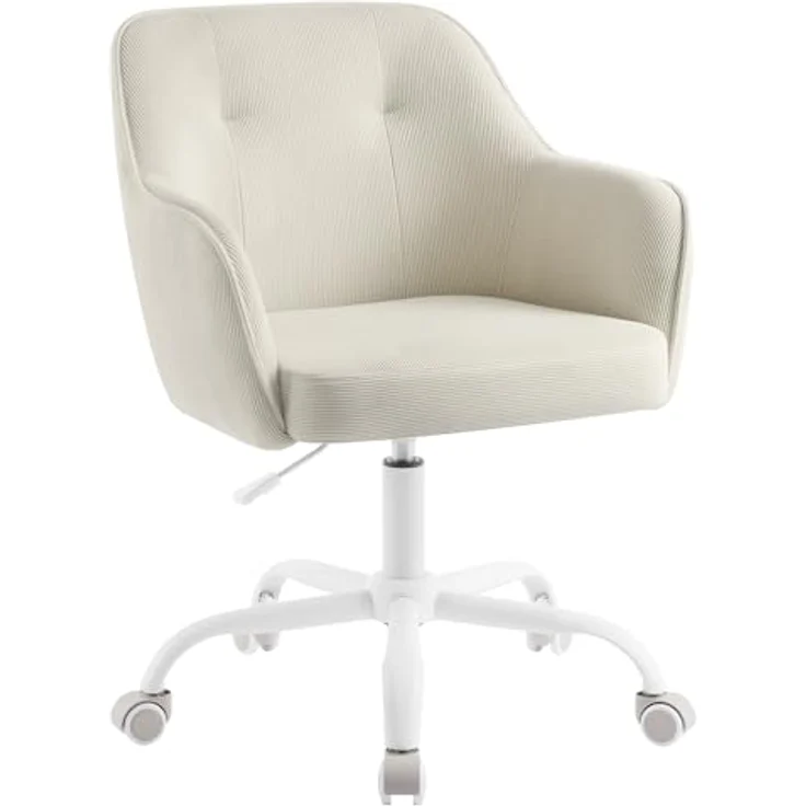 SONGMICS Homeoffice-Stuhl, Drehstuhl, Schreibtischstuhl, höhenverstellbar, bis 110 kg belastbar, Cord, für Arbeitszimmer, Schlafzimmer, sandbeige OBG019LZ01 – Bild 2