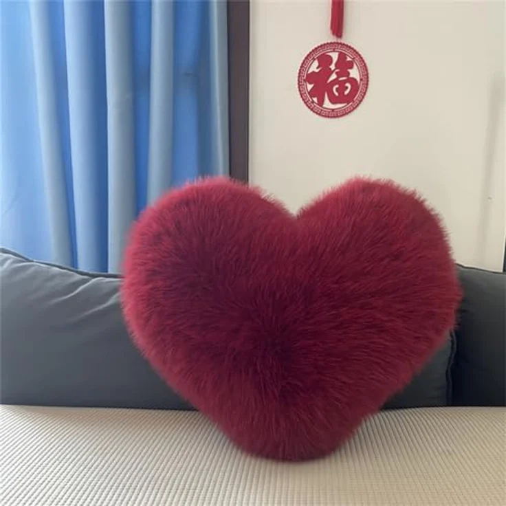 Herzkissen Dekokissen Zierkissen Herz Kissen Kinderzimmer Decor Herzform Dekokissen Kopfkissen Kissen Zierkissen Plüsch Kinderkissen für Kinderzimmer Sofa Dekoration (Rosa,40x45 cm) – Bild 5