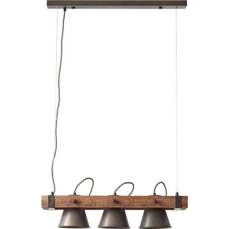Brilliant Leuchten No. 82173-46 LED Pendelleuchte Plow 3-flg schwarz-stahl Holz