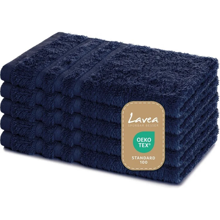 Lavea Gästehandtuch Elena, 30x50cm aus 100% Baumwolle, fusselfreies, pflegeleichtes hautfreundliches Gästehandtuch-Set (Set, 5-St), einzigartig weiche Frottee Gästehandtücher für jeden Hauttyp – Bild 1
